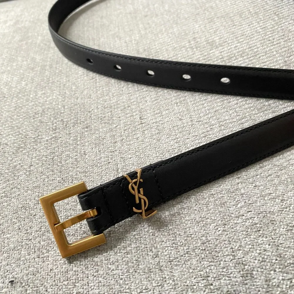 Saint Laurent YSL Monogram Slim Leather Belt 80 - Picture 2 of 6